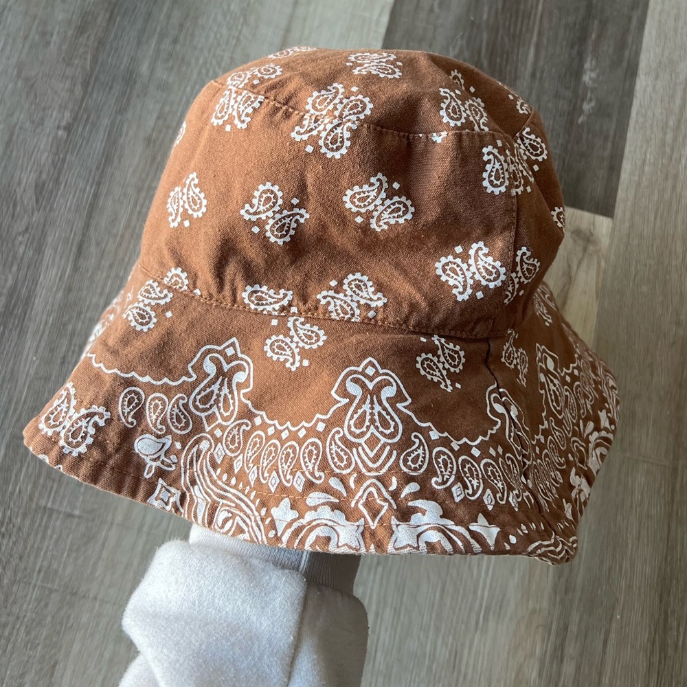 Free People Brown Paisley Reversible Bucket Hat - Picture 4 of 9